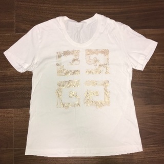 白にゴールドプリント Tシャツ