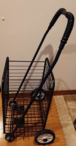 新品同様　ショッピングカート　折り畳み式　黒色　スチール製