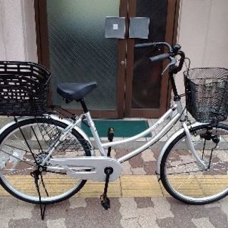 24吋 (後バスケット付き)軽快車 シルバー