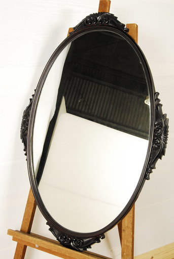豪奢な 7543　壁掛け鏡　漆塗り　ウォールミラー　楕円形 オーバル形　アントレ ミラー/鏡