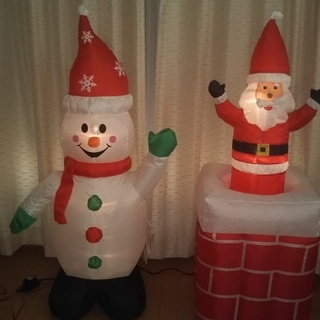 サンタと雪だるまのセット　クリスマスディスプレイ　あげます！