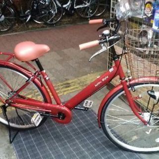 Active Style 26吋Ｖ型フレームタウンサイクル LEDオート/レッド