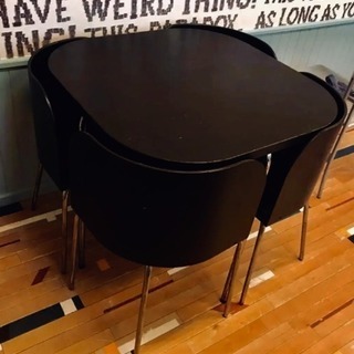 IKEA テーブル&イス4脚セット ブラック 黒