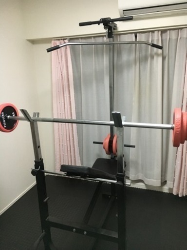 50キロバーベル、プーリー付きベンチプレス台