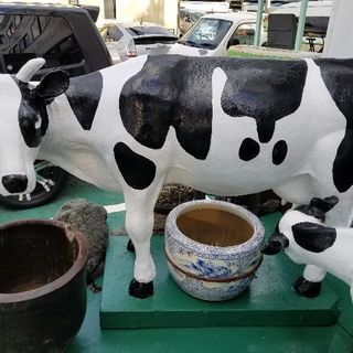 牛の親子オブジェ☆置物コンクリート製