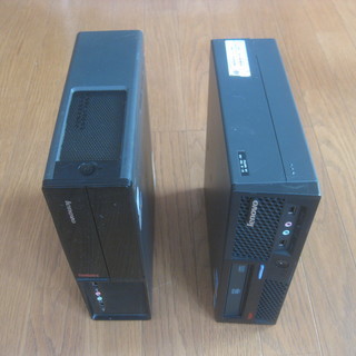 Lenovo スリム デスクトップ パソコン 2台 モニター セ...