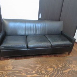 最終大幅値下げ半額! 高級本皮輸入ソファCrate and Barrel社製定価50万