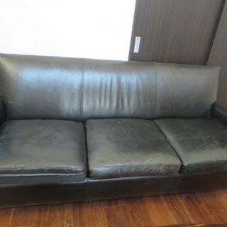 最終大幅値下げ半額! 高級本皮輸入ソファCrate and Barrel社製定価50万