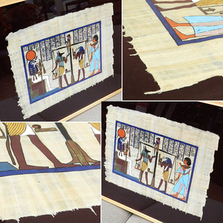 古代エジプトの神秘パピルス画 「来世への祈り」 パピルス紙 肉筆...