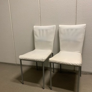 IKEA フェイクレザー 椅子 白 2脚 イケア