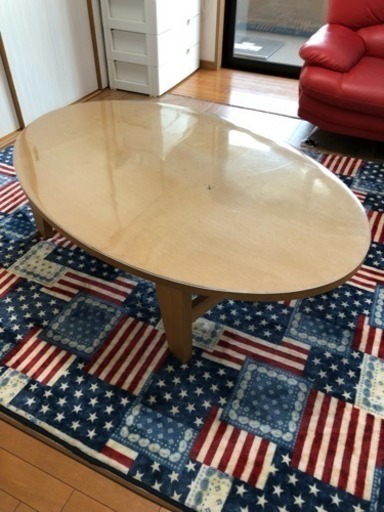 再値下げ！ 木製センターテーブル 楕円形