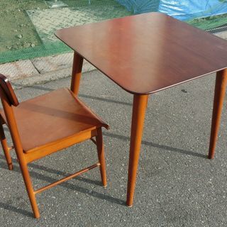 天然木テーブル(75×75)＆椅子(1脚)セット