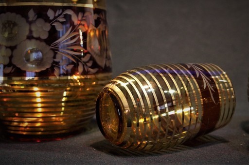 ボヘミアグラス ピッチャー・ グラス 6客セット 共箱 水差しタンブラー