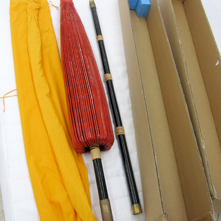 茶道具 野点傘 屋外用傘立＆表用 点茶盤 伴東机 円椅 セット 西宮の沢