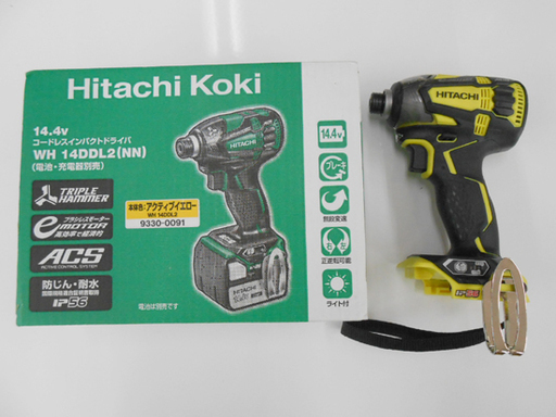 日立 インパクトドライバ 14.4V  WH14DDL2 (NN) コードレス アクティブイエロー HiKOKI  説明書付 本体のみ☆ PayPay(ペイペイ)決済可能 ☆ 札幌市 清田区 平岡