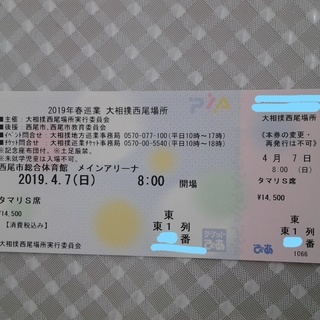 大相撲巡業　西尾場所　チケット　1名分　2019.4.7（日）　西尾市総合体育館　タマリS席