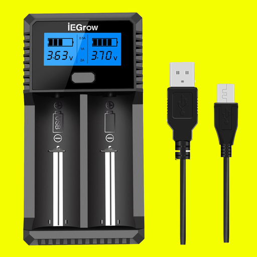 格安販売♪iEGrow ZH221C 18650 充電器 USB出力機能付き 急速電池充電器 2充電スロット LCD電池充電器 AA AAA Ni-MH Ni-Cd 18650 26650 18500 18350 17670 17500 16340 14500 10440 電池対応
