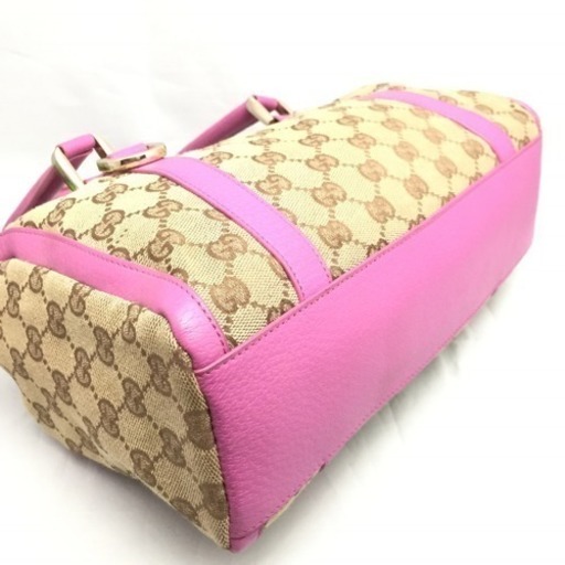 GUCCI グッチ GGキャンバス ピンクレザー ミニバッグ ワン 
