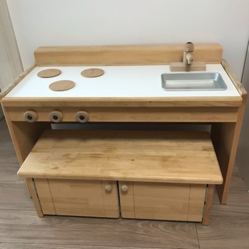 木製 ままごとキッチン\u0026デスク