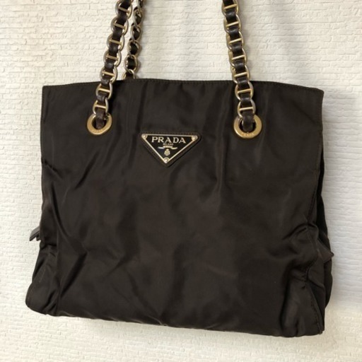 PRADA ◇ プラダ / ナイロン チェーントートバッグ ブラウン