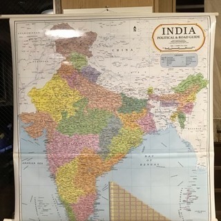 インドの壁掛け地図  よこ100cm、たて130cm