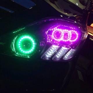 車のパーツ ３連プロジェクター  LEDイカリング付 ヘッドライト