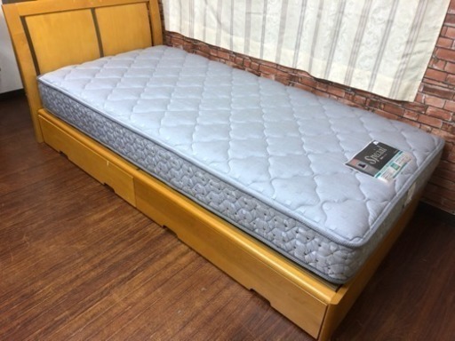 【送料無料】【USED】フランスベッド 引出し収納 シングルサイズ ベッド マットレスセット
