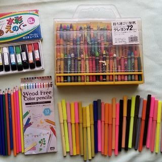 【お絵かき】クレヨン、色鉛筆、絵の具、色ペン(使いかけ)