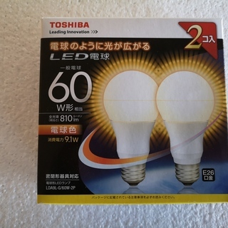東芝 LDA9L-G　LED電球 E26口金 電球色2個入 未使用品