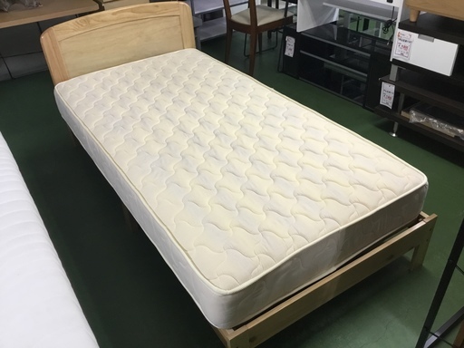 現状品！シングルベッド ベッド シングル マットレスあり 木製 ウッド 引出なし シンプル ナチュラル
