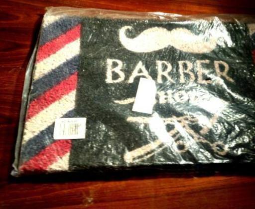 玄関マット ビンテージ調◆Barber◆未使用 店舗装飾