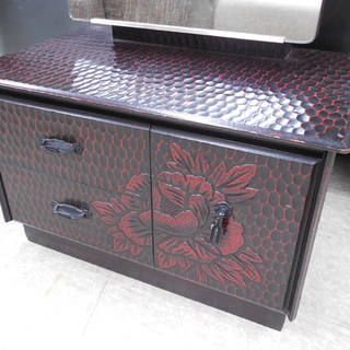 鏡台 鎌倉彫 1面 レトロ ドレッサー 姿見 和風  PayPay対応 札幌市西区西野　