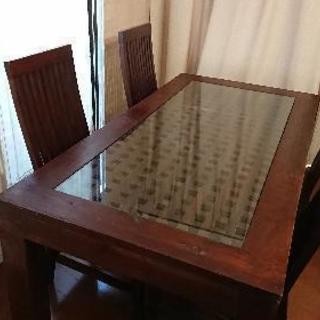 バリ家具 テーブル 椅子 4脚セット