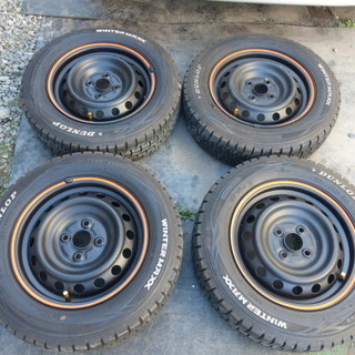 鉄チン 業者塗装フラットブラック デカールつき 4本 165/70R14 