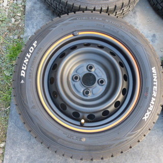 鉄チン 業者塗装フラットブラック デカールつき 4本 165/70R14 