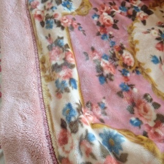 毛布 ダブル 二枚合わせ ピンク花柄