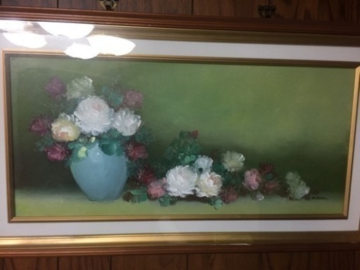 油絵　油彩画　静物画　花の絵　G.BARTON　★他にも無料の家具・家電多数出品中★
