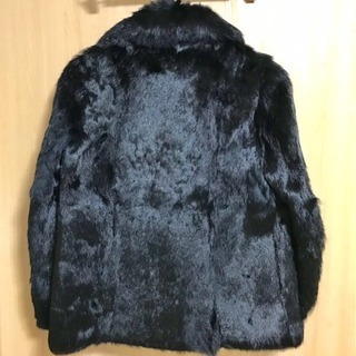 フランス製 ラビット 兎毛 リアルファーコート 暖かい 黒 肩落とし M