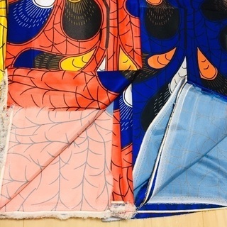 【生地、1ヤード1000円〜】アフリカパーニュ柄 サテン生地 5色