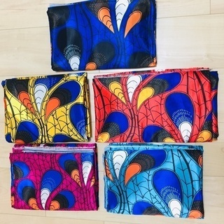 【生地、1ヤード1000円〜】アフリカパーニュ柄 サテン生地 5色