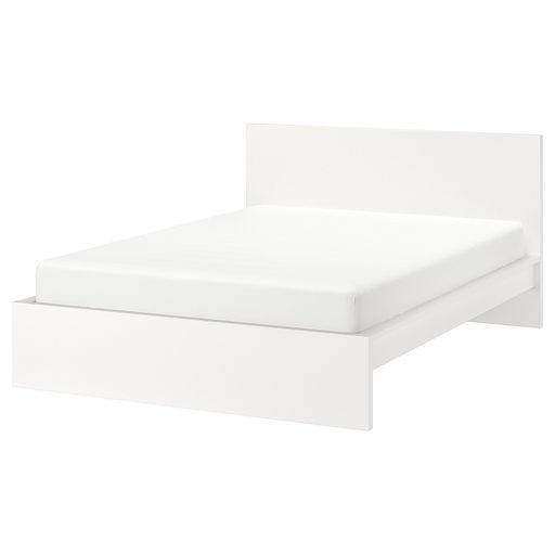 【美品】IKEA　ダブルベット　MALMベットフレーム　ホワイト（マットレス付き）