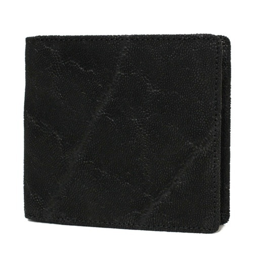 財布 二つ折り メンズ 象革 ブラック 国内縫製  150307