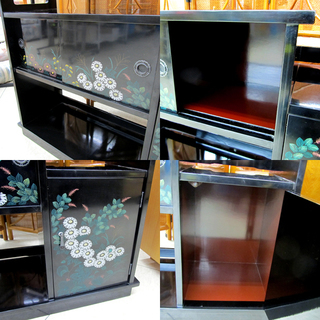 輪島塗 漆塗 蒔絵 花柄 飾り棚 和家具