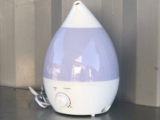 【決まりました！】美品！レインボーデュー 超音波加湿器◇Lサイズ◇アロマ対応◇7色に輝くしずく型◇QLG-R40