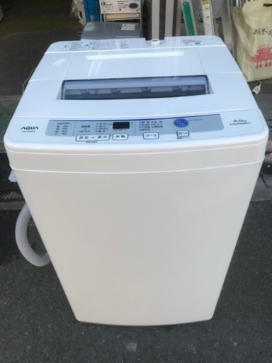 2020年3月まで保証あり！ 洗濯機 アクア 2016年 AQW-S60E 6kg洗い AQUA 1人暮らし 直引取・配送可 川崎区 KK