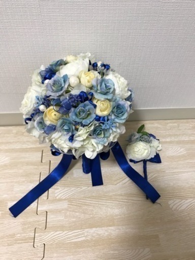 ブーケ ブートニア セット 結婚式 二次会 ラウンドブーケ