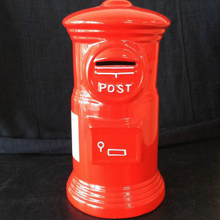 郵便ポスト型 貯金箱 30㎝ 陶器製 赤