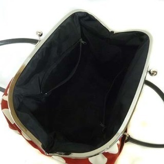 AYANOKOJI あやの小路 特大がま口ボストンバッグ でかドット赤×白