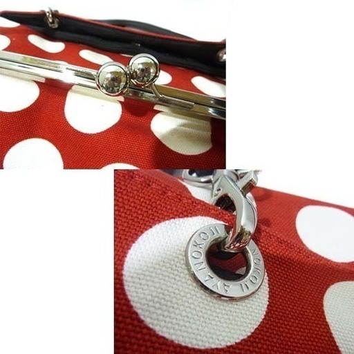 AYANOKOJI あやの小路 特大がま口ボストンバッグ でかドット赤×白 