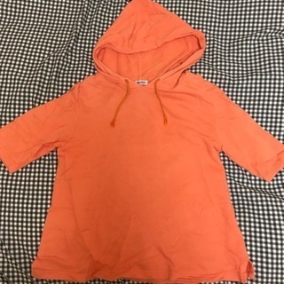 ライトオレンジ 半袖シャツパーカー